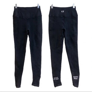 Y7 Studio Ribbed Athletic Athleisure Yoga Gray Compression Leggings Women's XS